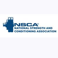 Wordmark of National Strength and Conditioning Association, logo depicting a dumbbell.